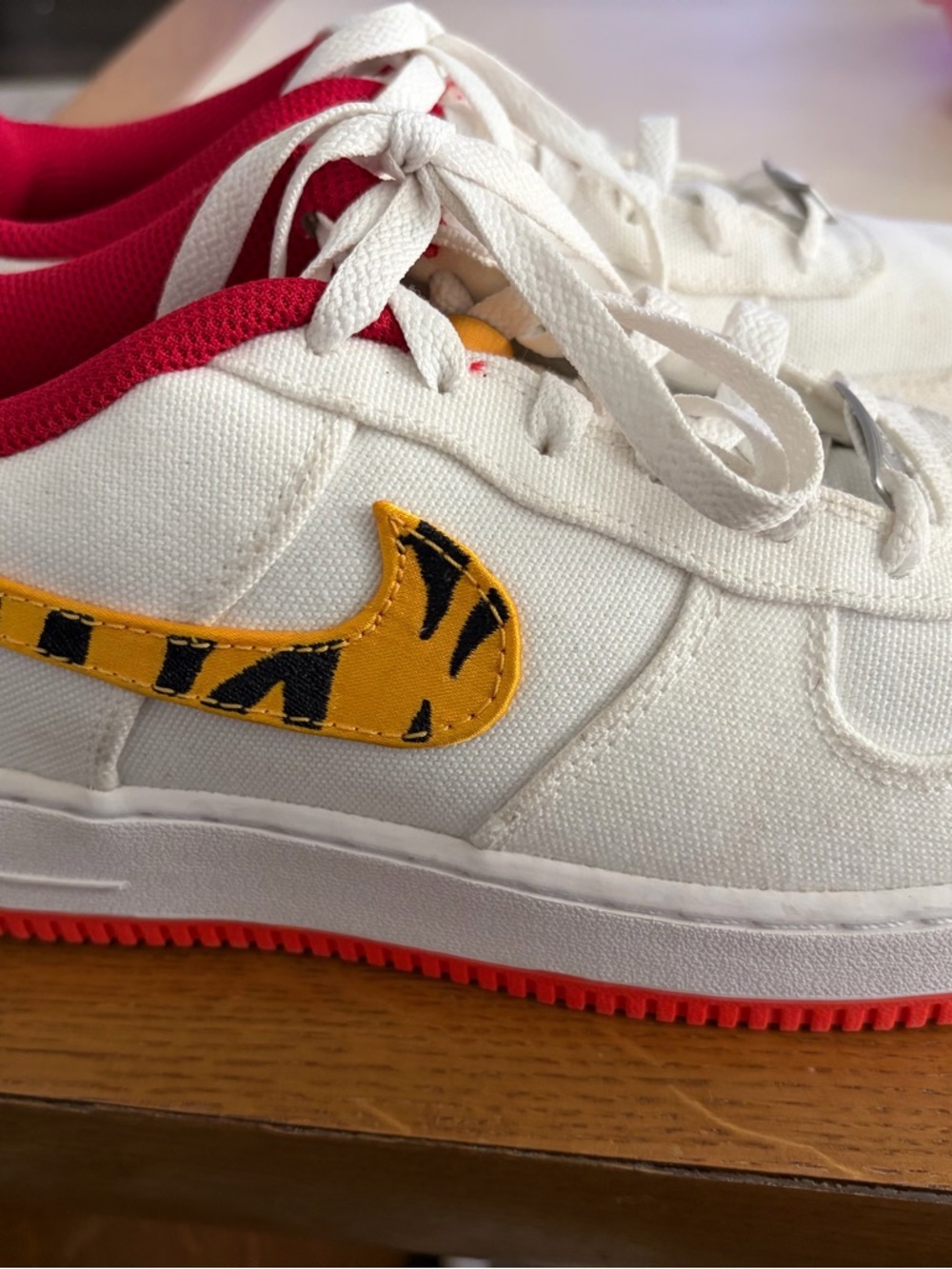 Kids Nike Year of the Tiger White Canvas with Yellow Accent and Red Trim